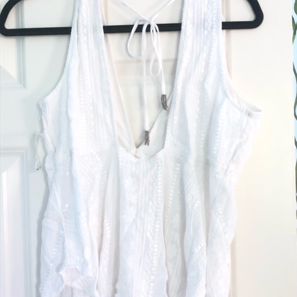 FREE PEOPLE women’s white deep v neck backless top - Picture 2 of 2